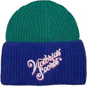 NWT Victoria's Secret Colorblock Logo Beanie Hat NOS New Old Stock One Size OS